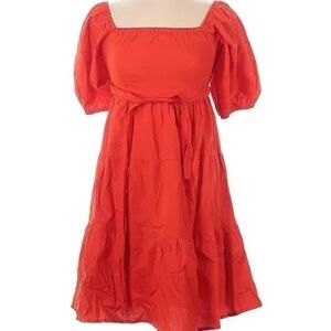 red puff sleeve babydoll dress